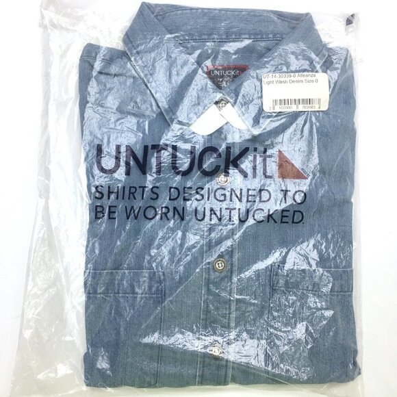 New UNTUCKit Women's Cotton Chambray Shirt Button Up Denim Alleanza size 0 - Picture 6 of 8